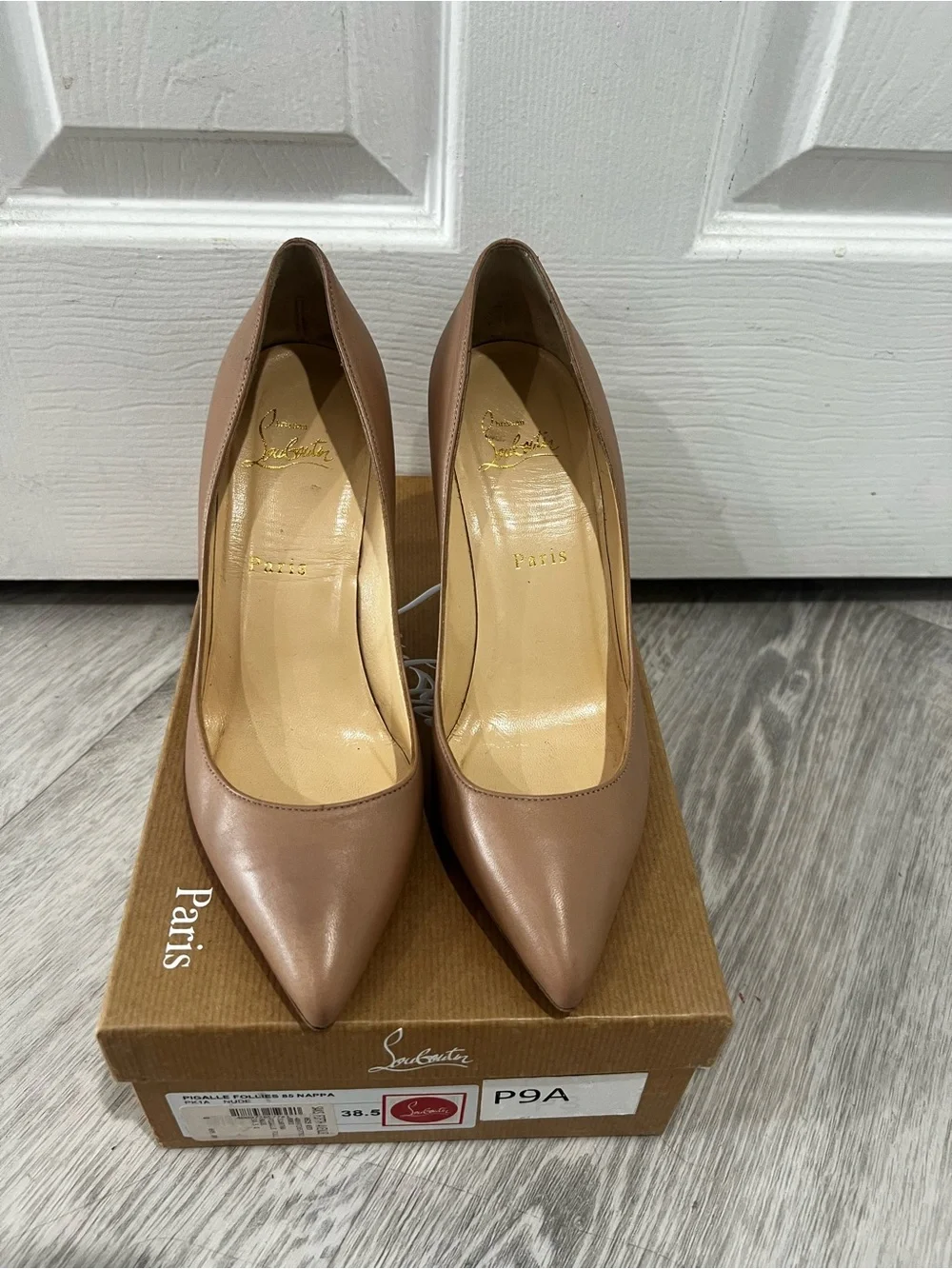 Christian Louboutin Pigalle Follies 85 NUDE Pointed Toe Pumps